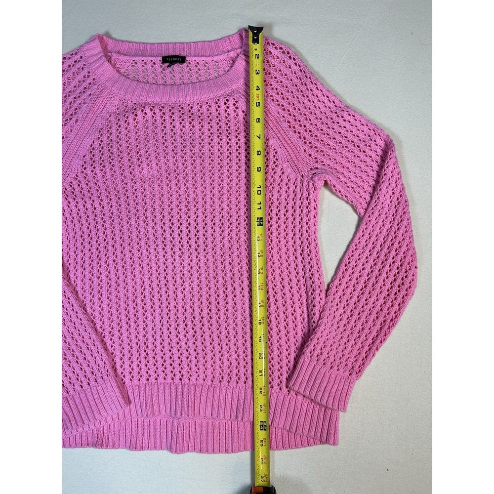 Talbots Knit Sweater Women Size M Pink 100% Cotton High Low - Picture 5 of 7